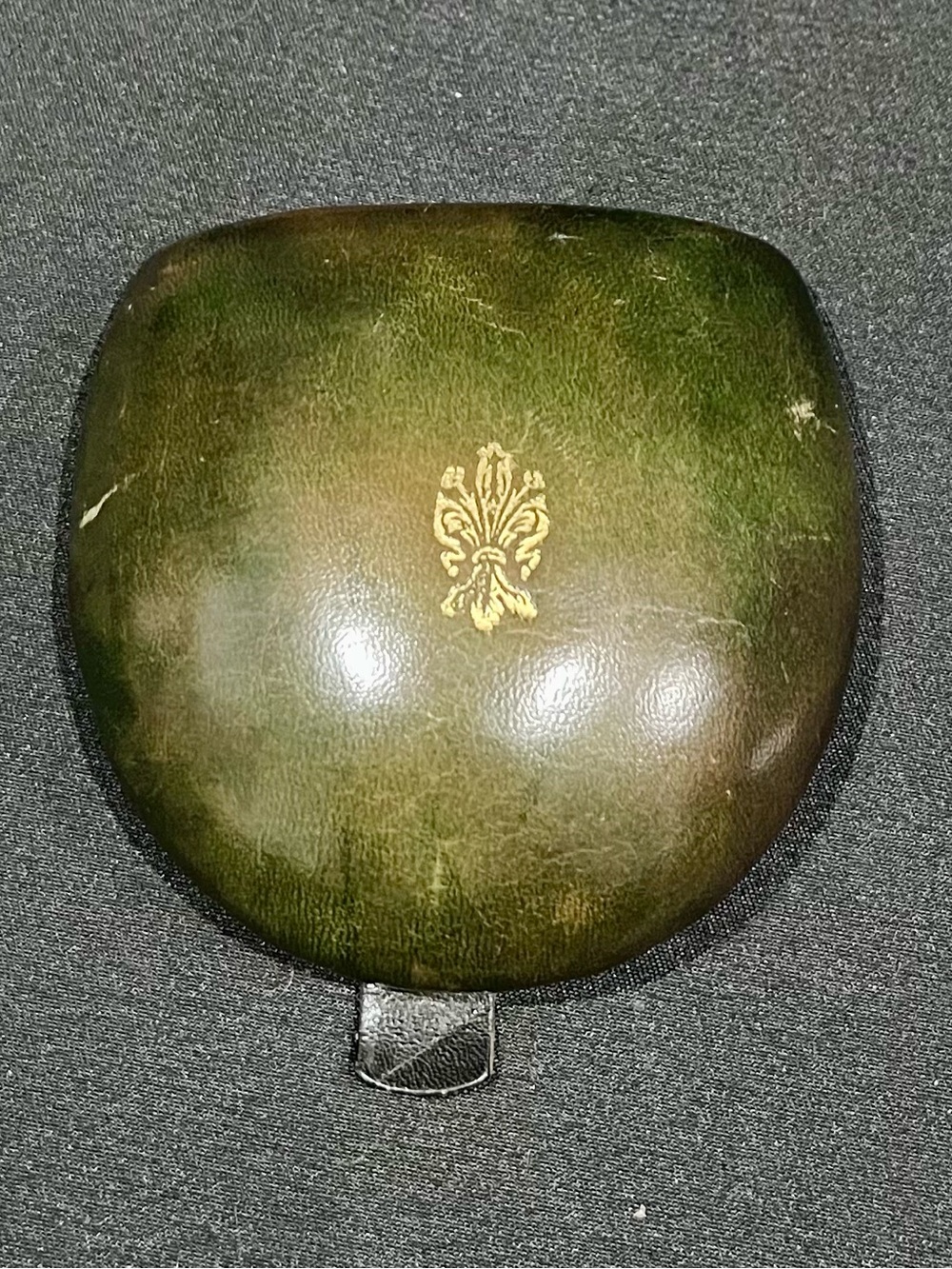 Vintage Italian Green Leather Coin Purse Florentine Lily Tacco Pouch